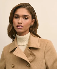 Brushed Wool Coat with Throat Latch