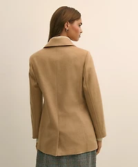 Brushed Wool Coat with Throat Latch