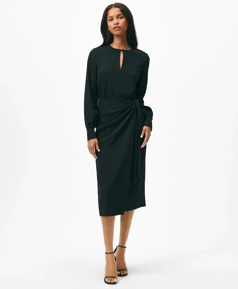 Keyhole Dress Fine Twill Stretch Crepe
