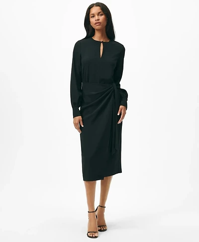Keyhole Dress Fine Twill Stretch Crepe