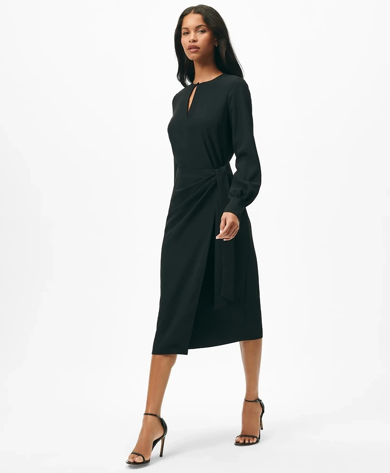 Keyhole Dress Fine Twill Stretch Crepe