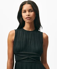 A-Line Sleeveless Dress Pleated Chiffon