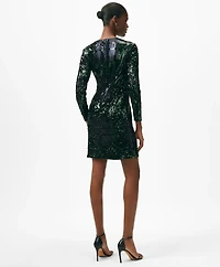 Relaxed Shift Dress Sequined Black Watch Motif