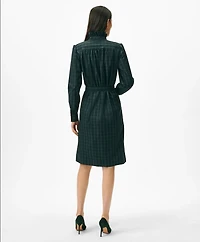 Belted Ruffle-Detail Shirt Dress Black Watch Supima<sup>®</sup> Cotton