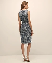 Cotton Denim Floral Jacquard Sheath Dress