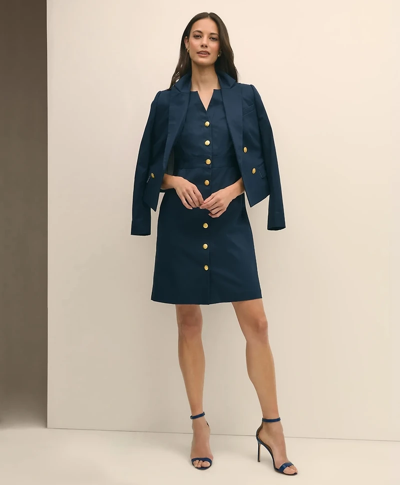 Button Front Dress Cotton Faille
