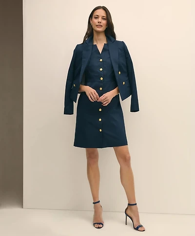 Button Front Dress Cotton Faille