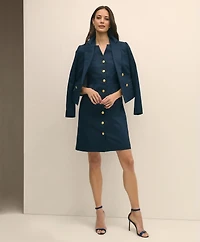 Button Front Dress Cotton Faille