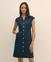 Button Front Dress Cotton Faille