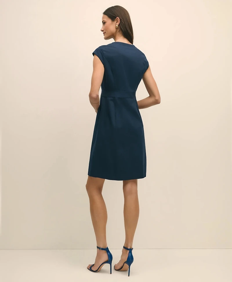 Button Front Dress Cotton Faille