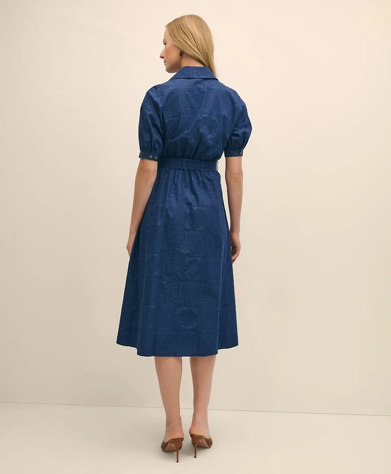 Cotton Paisley A-line Shirt Dress