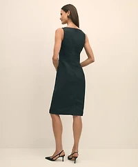 Linen Blend Bow Sheath Dress