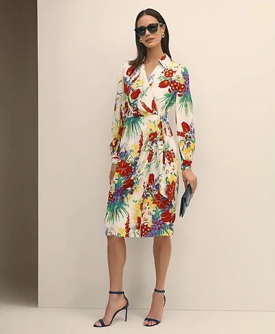 Floral Wrap Dress Crepe