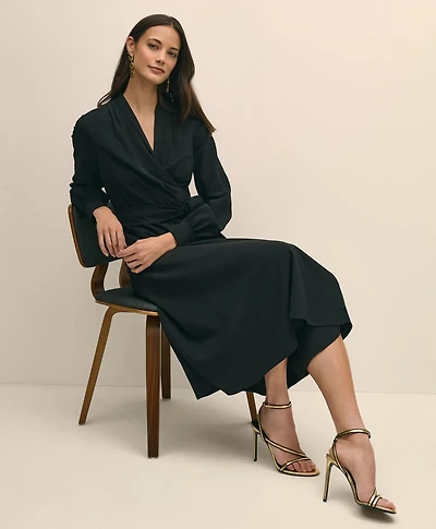 Fit-And-Flare Crepe Wrap Dress