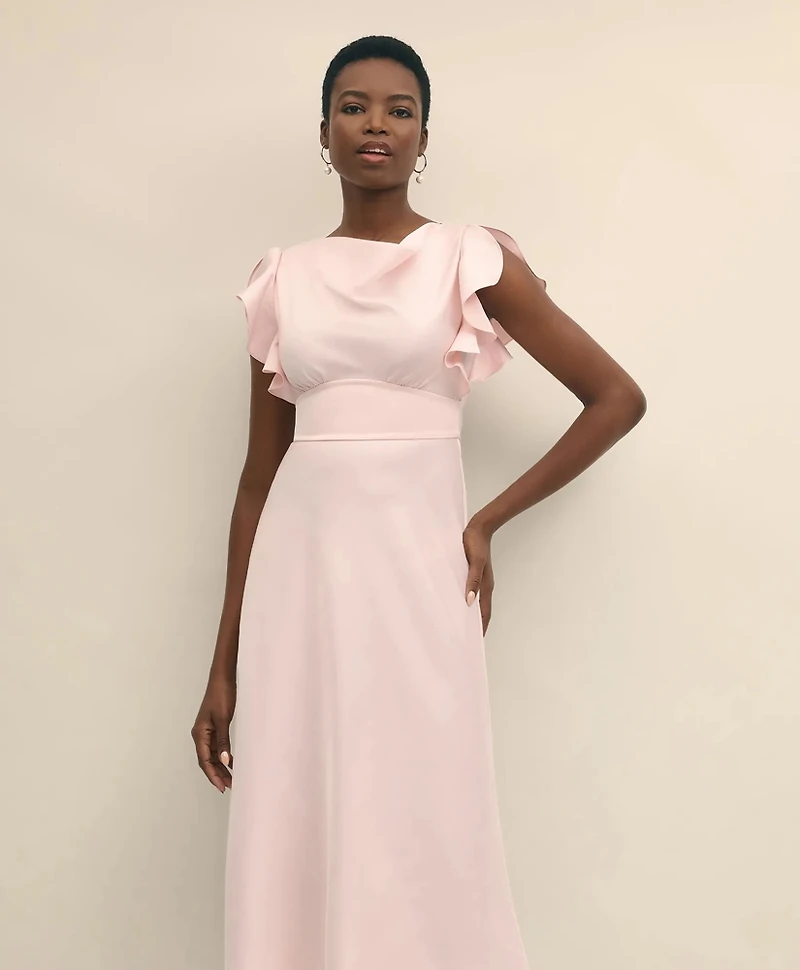 Crepe Butterfly Sleeve Maxi Dress