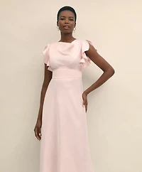 Crepe Butterfly Sleeve Maxi Dress