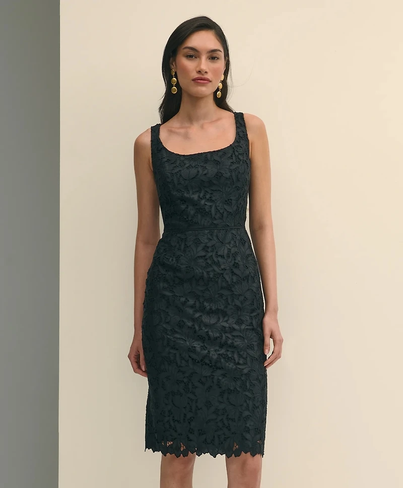 Floral Lace Overlay Sheath Dress
