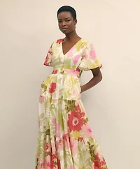 Cotton Floral Tiered Maxi Dress
