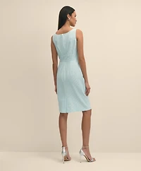 Cotton Blend Seersucker Sheath Dress