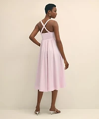 Cotton Blend Seersucker Fit-And-Flare Dress