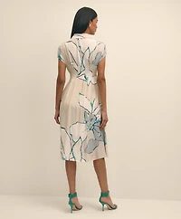 Crepe A-Line Abstract Print Shirt Dress