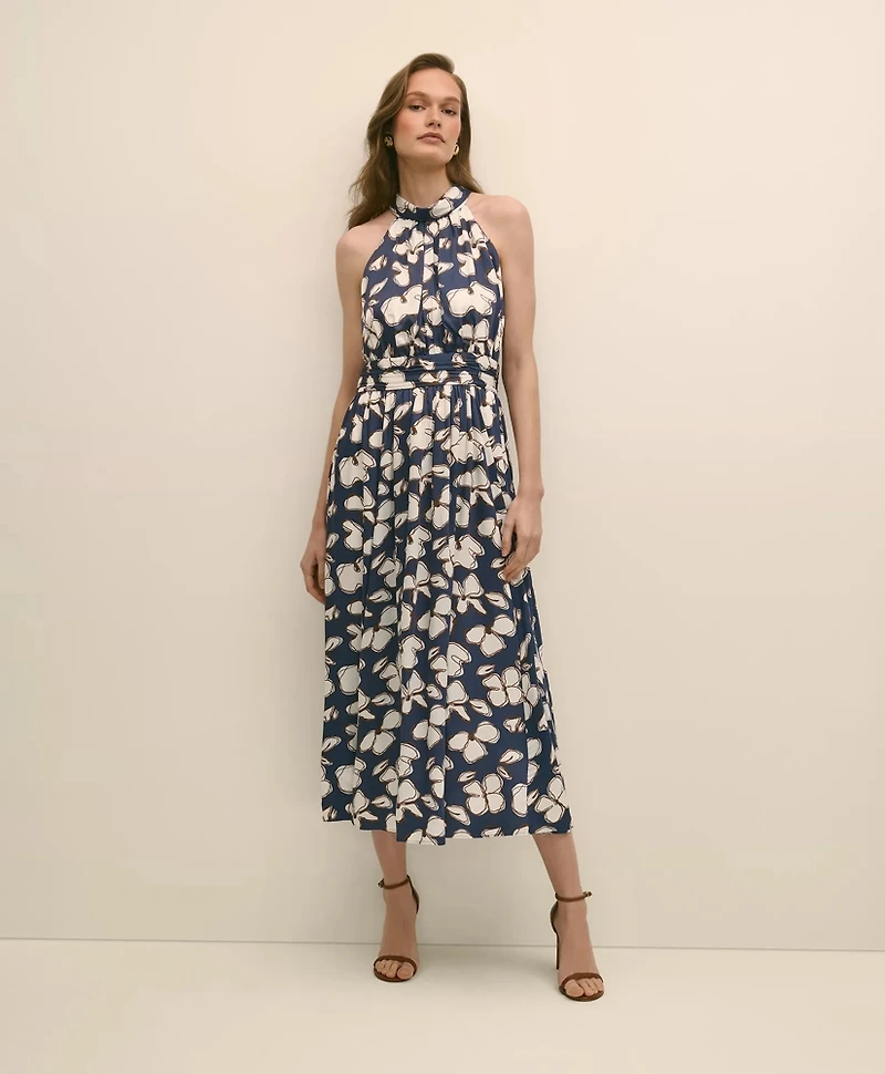 Halter Dress Abstract Floral Print