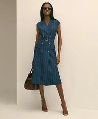 Lyocell-Blend Pinstripe Trench Dress