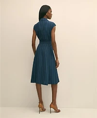 Lyocell-Blend Pinstripe Trench Dress
