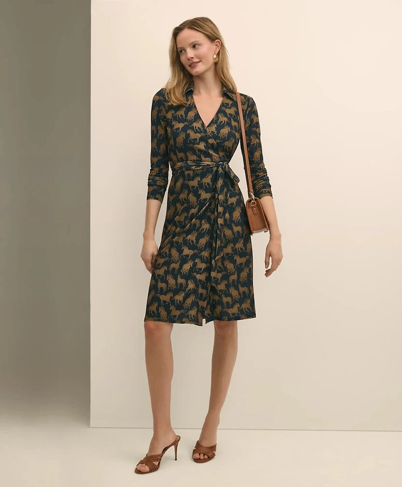 Wrap Dress Horse Print