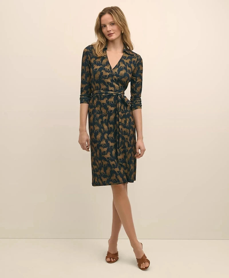 Wrap Dress Horse Print