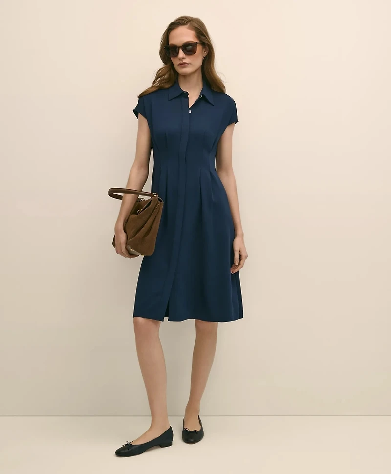 A-Line Pleated Shirt Dress