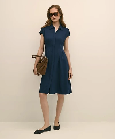 A-Line Pleated Shirt Dress