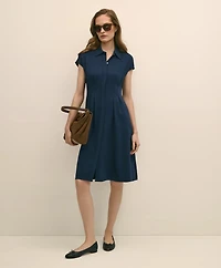 A-Line Pleated Shirt Dress
