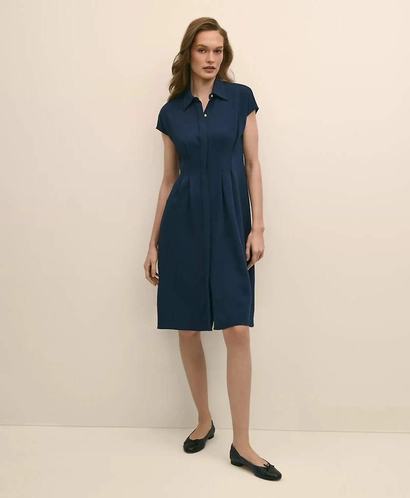 A-Line Pleated Shirt Dress