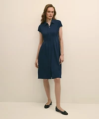 A-Line Pleated Shirt Dress