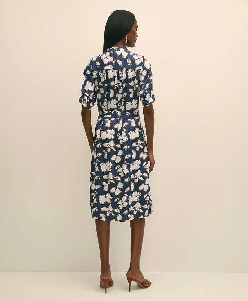 Belted Modal Shirt Dress Abstract Floral Print