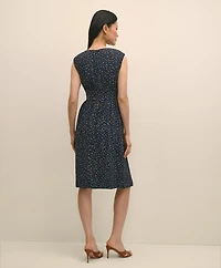 Georgette Crepe Abstract Print Faux-Wrap Dress