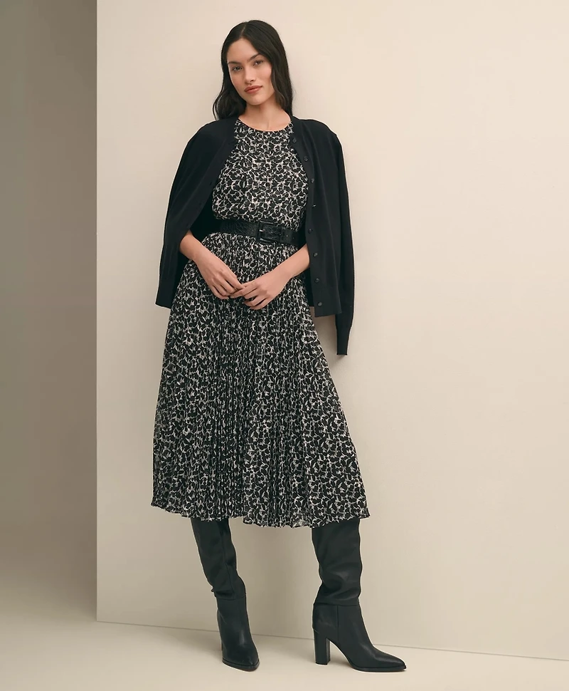 Leaf Motif Jacquard Dress