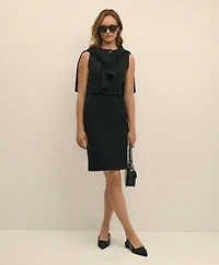 Wool Blend Belted Boucle Sheath