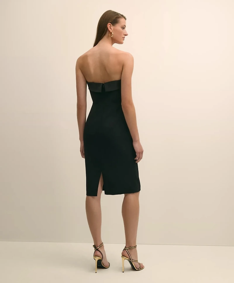 Crepe-Satin Spaghetti Strap Dress