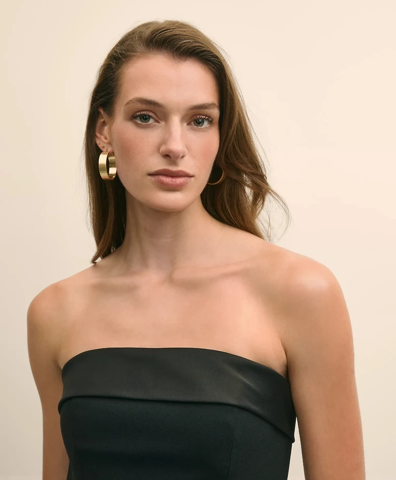 Crepe-Satin Spaghetti Strap Dress