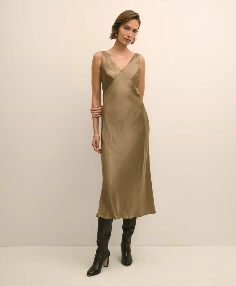 Viscose Bronze-Gold Slip Dress