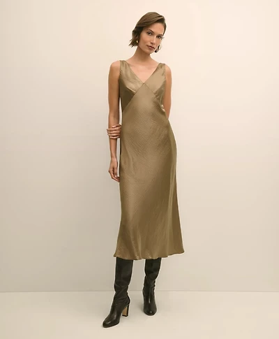 Viscose Bronze-Gold Slip Dress