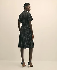 Supima<sup>®</sup> Cotton Belted Windowpane Shirt Dress