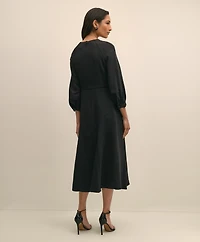 Viscose Blend Shirred-Sleeve Dress