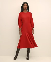 Viscose Blend Shirred-Sleeve Dress