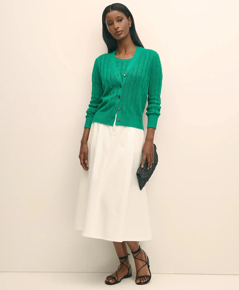Linen Cable V-Neck Cardigan