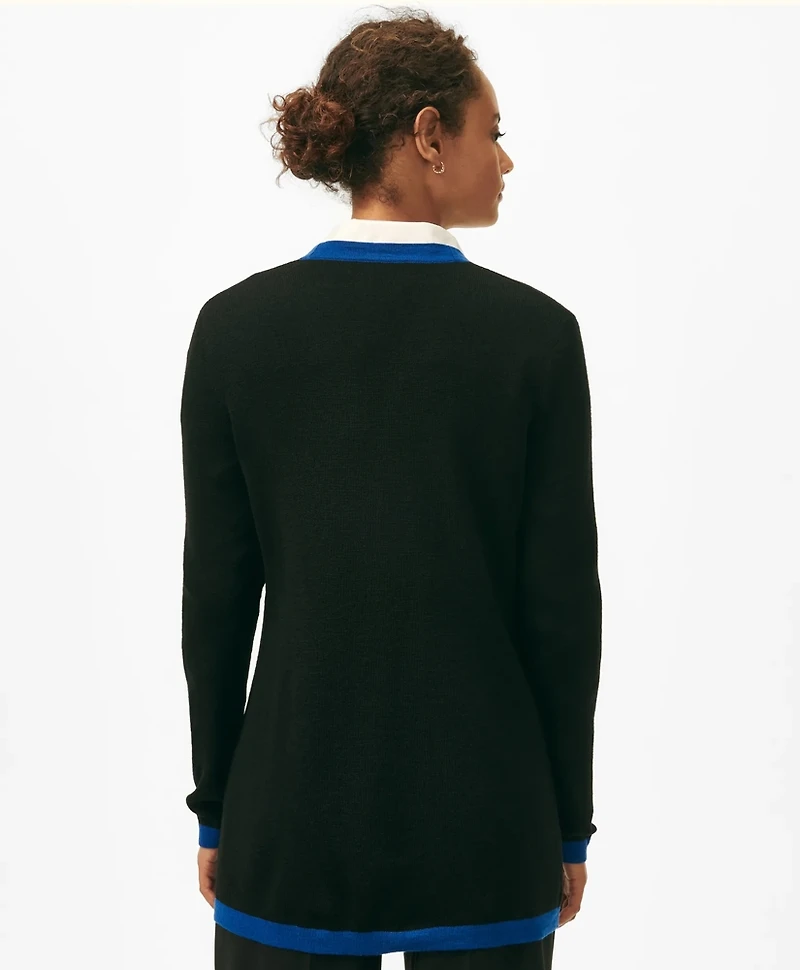 V-Neck Tipped Tunic Cardigan Wool