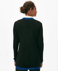 V-Neck Tipped Tunic Cardigan Wool