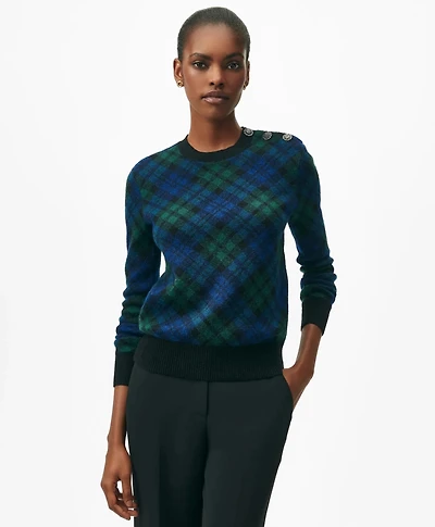 Shoulder-Button Sweater Bias-Black-Watch Alpaca-Wool Blend